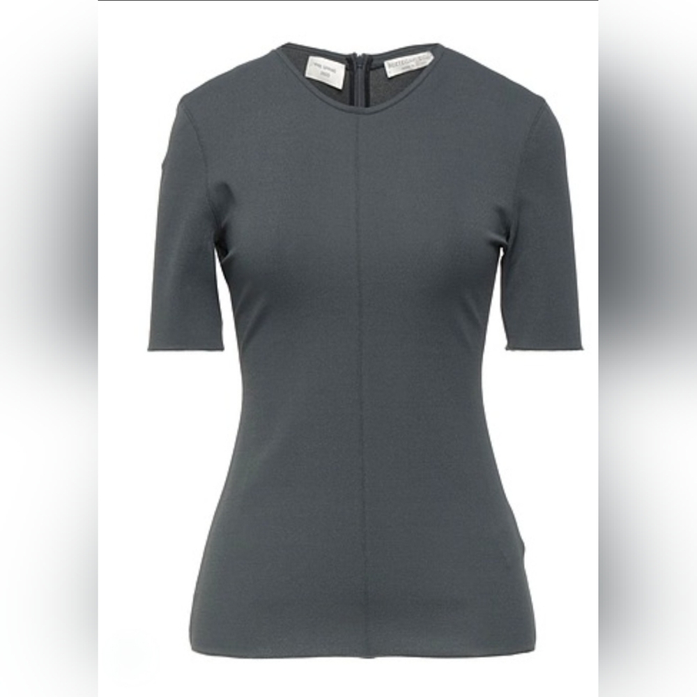 Bottega Veneta Blue Gray Fitted 3/4 Sleeve Top
